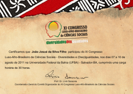 Certificamos que João Josué da Silva Filho participou do XI