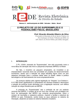 o projeto de lei do supersimples e o federalismo fiscal brasileiro