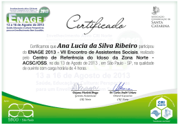 Certificamos que Ana Lucia da Silva Ribeiro participou