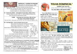 `FOLHA DOMINICAL ` - Paróquias Prazins (Stª Eufémia, Stº Tirso) e