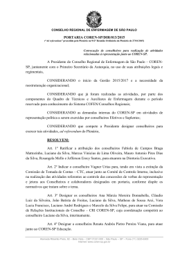 PORTARIA COREN-SP/DIR/013/2015 A Presidente do Conselho