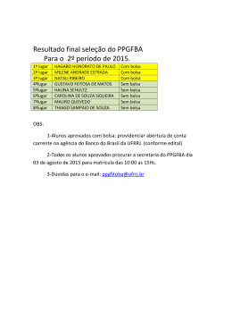 Resultado final seleção do PPGFBA Para o 2º período de 2015.