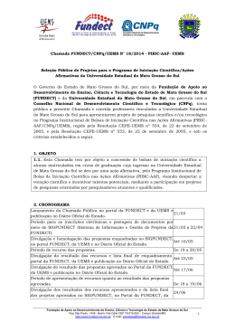 Edital Chamada FUNDECT/CNPq/UEMS N° 07/2012 – PIBIC