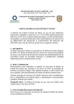 EDITAL DE BOLSAS DE ESTUDO Nº 01/2015 A Diretora do Colégio