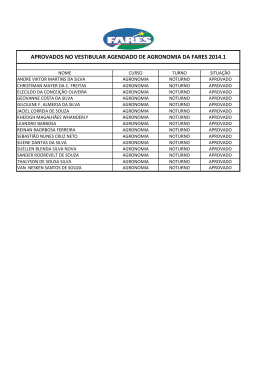aprovados no vestibular agendado de agronomia da fares 2014.1