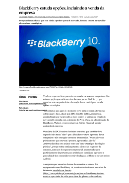 BlackBerry estuda opções, incluindo a venda da empresa