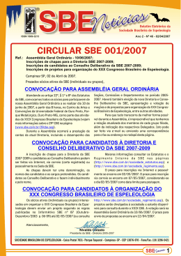 SBE Notícias nº46 - Sociedade Brasileira de Espeleologia