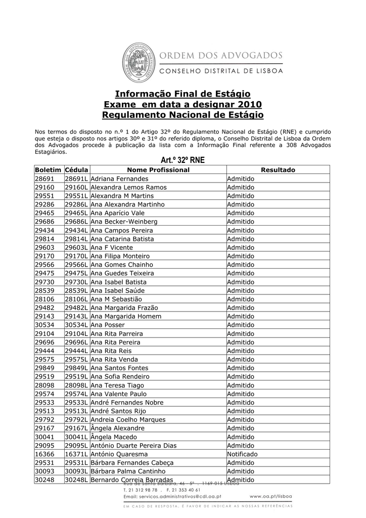Lista - Ordem Dos Advogados