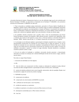 EDITAL DE CONVOCAÇÃO Nº 033/2015