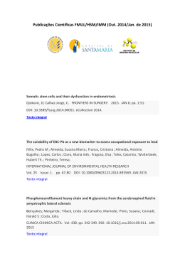 Publicações Científicas FMUL/HSM/IMM (Out. 2014/Jan. de