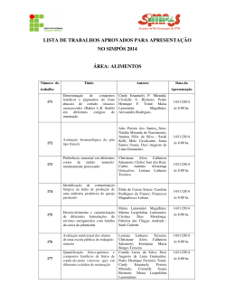 lista de trabalhos aprovados para apresentação no simpós 2014