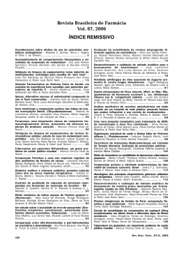 Índice Remissivo Vol.87-2006 - Revista Brasileira de Farmácia