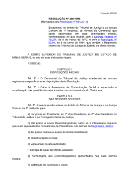 RESOLUÇÃO Nº 280/1995 - Tribunal de Justiça de Minas Gerais