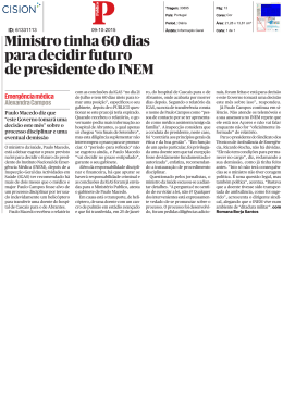Ministro tinha 60 dias para decidir futuro de presidente do INEM