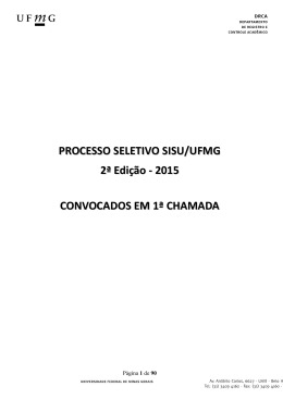PROCESSO SELETIVO SISU/UFMG - 2ª Edição/2015