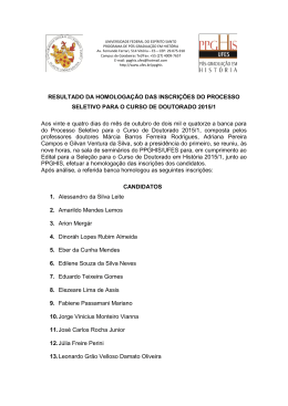 HOMOLOGAÇÃO INSCRIÇÃO DOUTORADO 2015-1