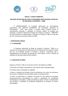 EDITAL no 04/2015 PIBID/FIFE SELEÇÃO DE BOLSISTAS PARA O