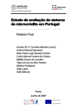 Estudo de avaliação do sistema do microcrédito em Portugal