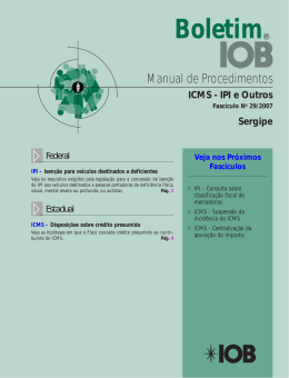 IOB - ICMS/IPI - Sergipe - nº 29/2007