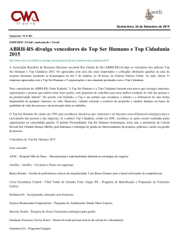 ABRH-RS divulga vencedores do Top Ser Humano e Top