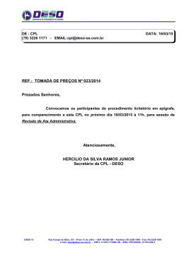REF.: TOMADA DE PREÇOS Nº 023 /201 4 Prezados