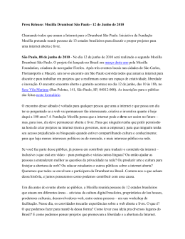 Press Release - Mozilla Drumbeat São Paulo 12 de