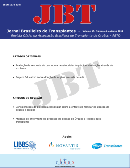 Jornal Brasileiro de Transplantes - Volume 15, Número 4, out/dez