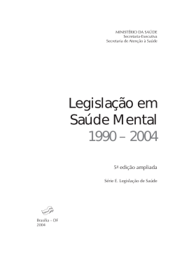 Legislação em Saúde Mental: 1990-2004