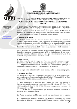 EDITAL Nº 507/UFFS/2013 - PROCESSO SELETIVO DE