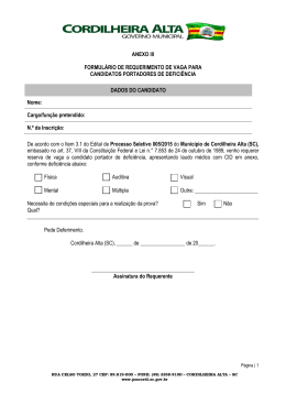 Anexo III - Formulário de Requerimento de Vaga para Candidatos