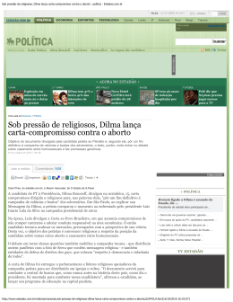 Sob pressão de religiosos, Dilma lança carta