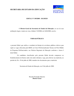 Edital nº109/2008 - Secretaria de Estado da Educação do Paraná