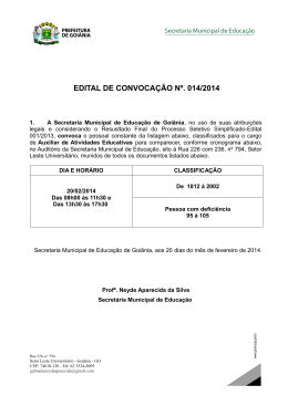 EDITAL DE CONVOCAÇÃO Nº. 014/2014