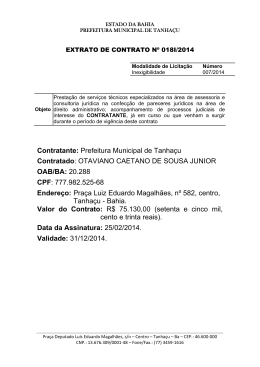 Contratante: Prefeitura Municipal de Tanhaçu Contratado