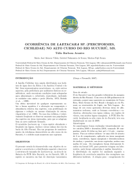 ocorrência de laetacara sp. - Sociedade de Ecologia do Brasil