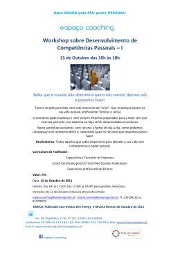 Workshop sobre Desenvolvimento de Competências Pessoais – I