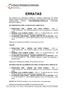 ERRATAS - Portal da Câmara Municipal de Itaberaba