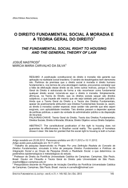 o direito fundamental social à moradia e a teoria geral do direito