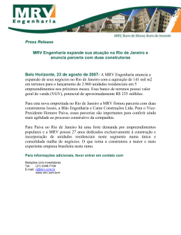 Press Release MRV Engenharia expande sua atuação no Rio de