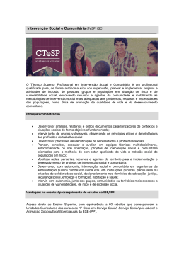 Intervenção Social e Comunitária - Instituto Politécnico de Portalegre