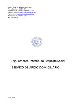 Regulamento Interno da Resposta Social SERVIÇO DE APOIO