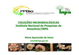 COLEÇÕES MICROBIOLÓGICAS Instituto Nacional de Pesquisas