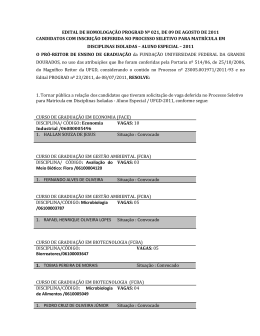 EDITAL DE HOMOLOGAÇÃO PROGRAD Nº 021, DE 09 DE