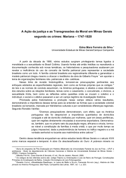 A Ação da justiça e as Transgressões da Moral em Minas Gerais