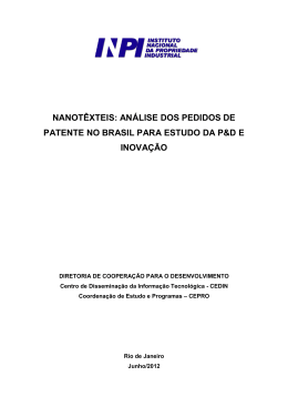 Nanotêxteis: análise dos pedidos de patente no Brasil para