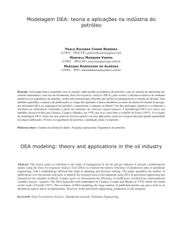Modelagem DEA: teoria e aplicações na indústria do petróleo DEA