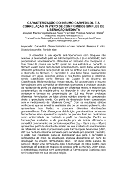 caracterização do insumo carvedilol e a correlação in vitro