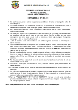 1 PROCESSO SELETIVO Nº 001/2015 CADERNO DE PROVAS