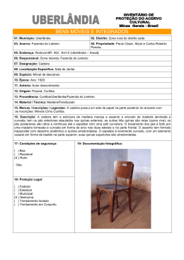 Cadeira cimo - Fazenda Letreiro - Prefeitura Municipal de Uberlândia