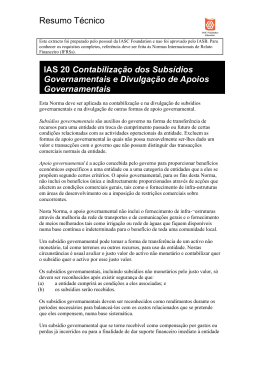 Resumo Técnico IAS 20 Contabilização dos Subsídios
